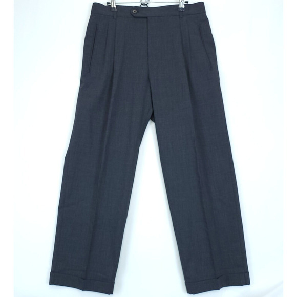 Hugo Boss 100%‎  Virgin Wool Dress Pant Men 33R Gray Slacks Office Wear - Picture 1 of 12